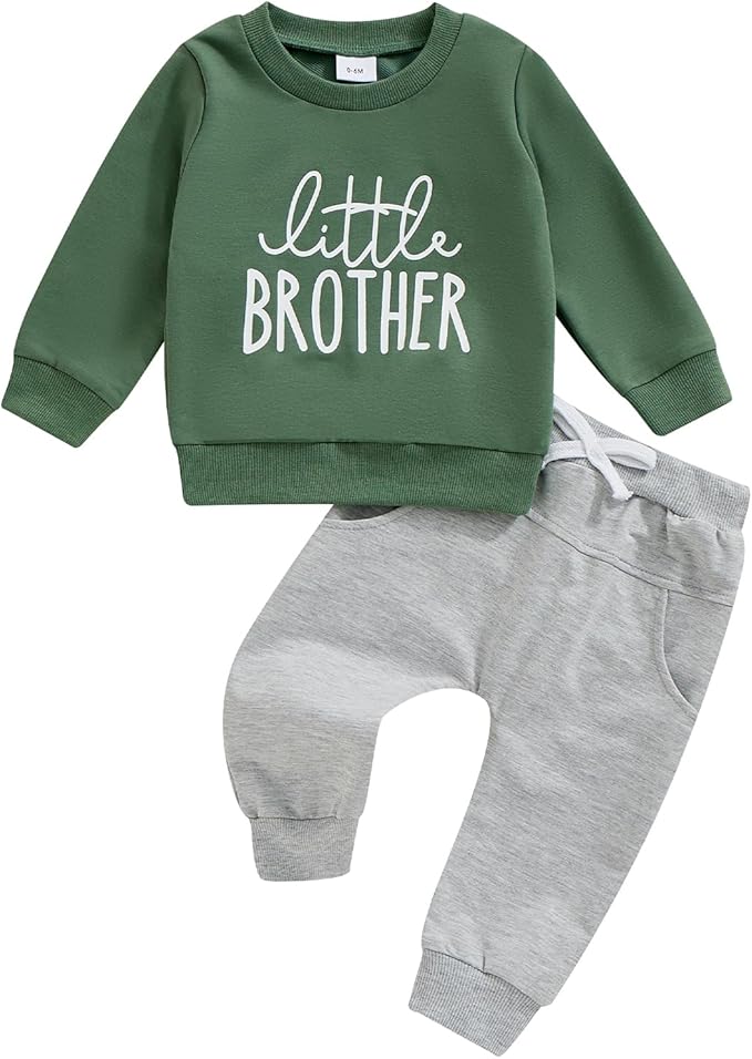 Toddler Baby Boy Fall Winter Outfit Long Sleeve Letter Print Sweatshirts and Jogger Pants Infant Boy Clothes