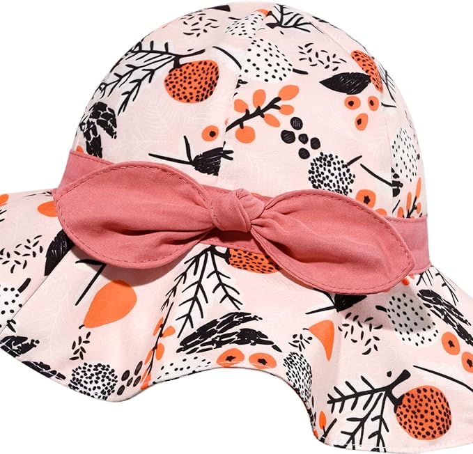 Baby Girl Sun Hat with UPF 50+ Outdoor Adjustable Beach Hat with Wide Brim Bucket Hats