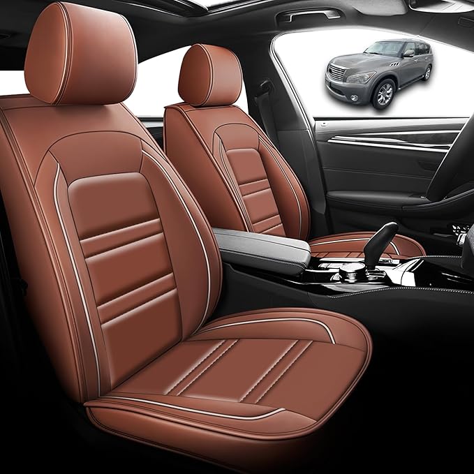Seat Cover for Infiniti qx56 2004-2013 | Car Seat Covers Front Seats, Waterproof Seat Protectors, Automotive Front Seat Covers (Front Seat, Coffee)