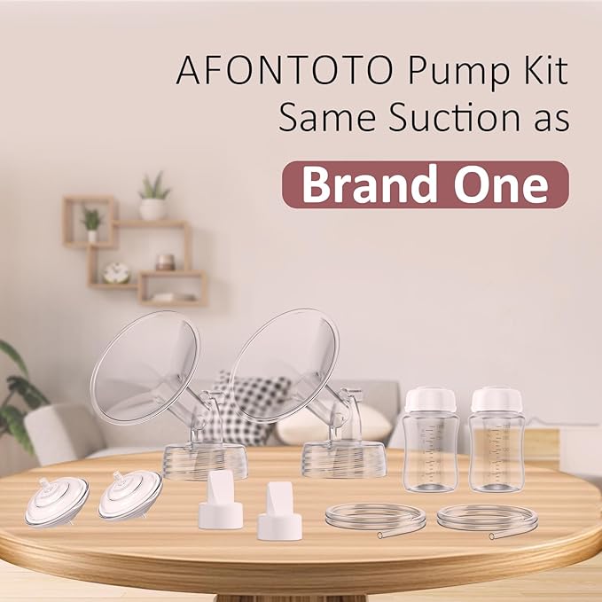 Pump Parts Compatible with Spectra S1/S2/9 Plus Breastpump, 4 Set Replacement Parts for Spectra Include 21mm Flange,Duckbill Valve,Backflow Protector,Tube,Bottle, Not Original Spectra S2 Accessories