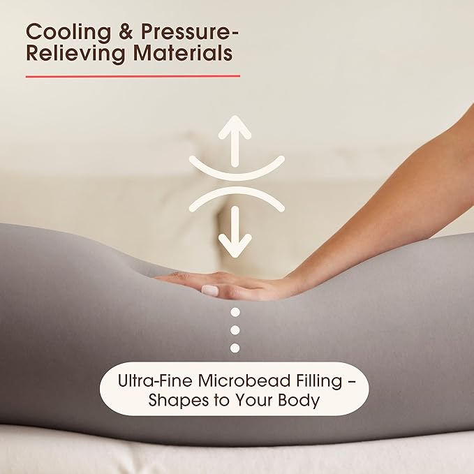bbhugme Adjustable Pregnancy Pillow – Full Body Support for Side Sleeping - Adjustable Firmness and Shape - Supports Back, Legs, Belly, HIPS for Pregnant Women - Removable Cover - Stone