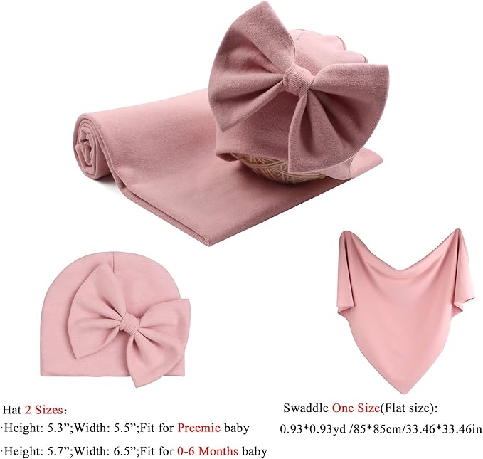 Bamery Newborn Baby Girl Hat Cotton Baby Bow Beanie Preemie Hats Spring Infant Hats for Girls 0-12 Months