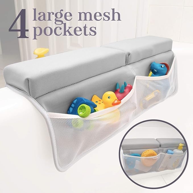 Premium Bath Kneeler, Baby Bath Kneeler and Elbow Rest Pad Set, Kneeling Pad for Bathing Baby, Knee Pads for Bathing Babies (Gray, X-Large (22 Inches × 15 Inches))
