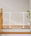 Cumbor 29.7"–51.5" Extra Wide Baby Gate for Stairs, Pressure-Mounted Dog Gates for Doorways & Hallways, Auto-Close Walk-Through, No-Trip Design, Child Proof Safety, Dog/Pet Gate for Indoor Use, White