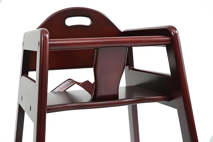 Wooden High Chair for Baby & Toddler – Restaurant-Style Stackable HighChair with Commercial Grade Solid Wood for Dining Table & Kitchen – Compact & Portable Design for Home & Restaurant Use - Cherry