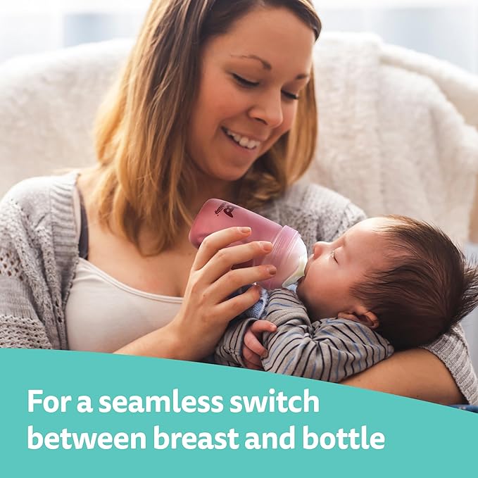 Herobility Glass Baby Bottle - 11 fl oz/320 ml - 3 Pack | Heat Sensing Color-Changing Bottle with Double Anti-Colic Nipple - Silicone Coating - Breastlike Nipples for Newborn Babies - Teal Color