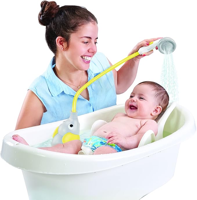 Yookidoo Baby Bath Shower Head - Elephant Water Pump and Trunk Spout - for Newborn Babies in Tub Or Sink (Yellow)