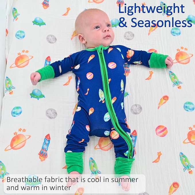 LollyBanks Baby Pajamas, 2-Way Zipper Romper, 95% Viscose Made from Bamboo and 5% Spandex, Baby Sleepers