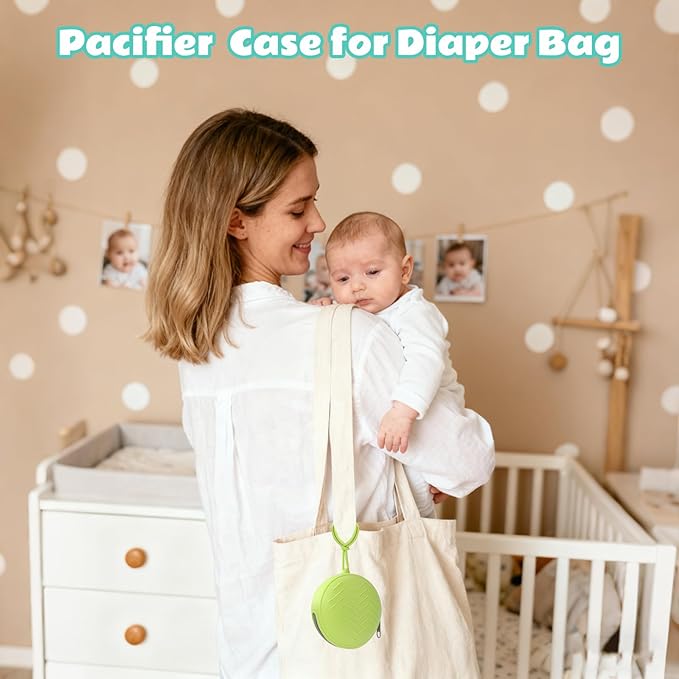 2-Pack Silicone Pacifier Holder Case- Portable Pacifier Cover Pouch Bag, Pacifier Storage Case for Diaper Bag(Jade Teal/Light Grey)
