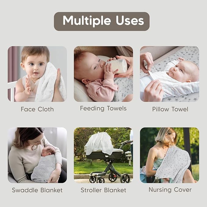 Maliton Muslin Swaddle Blankets for Newborn, 6-Pack Breathable Receiving Blanket (27" x 27") Soft Baby Blankets for Girls and Boys, Baby Burp Cloth with 3-Layer Cotton Design for Infant Wrap(Universe)