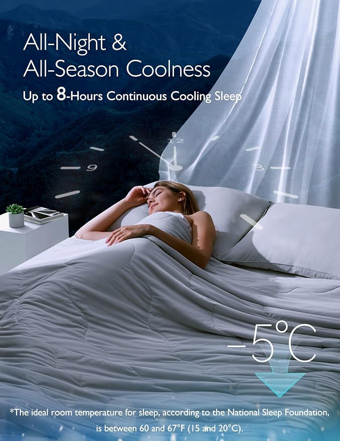 Momcozy Life CoolMurm Cooling Comforter for Hot Sleepers, King/Cali King 106"x90" Soft Breathable Pregnancy Cooling Blanket, 3-Second Cooling, 8 Hours+ Stay Cool All Night, Beige Yellow