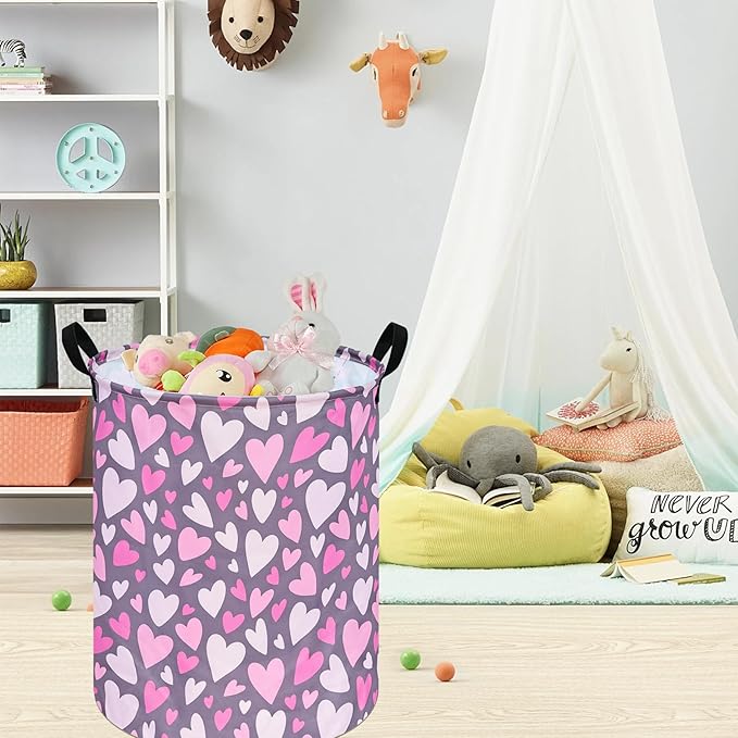 Round Laundry Hamper Storage Basket Laundry Organizer Hamper Storage Bins Clothes and Toys Box Nursery Hamper Gift Basket For Kids with Handles