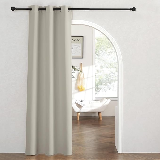 RYB HOME Temporary Doorway Curtains Blackout Privacy Room Divider Curtains Portable Drapes for Closet Wall Panel for Bedroom Living Room Dining Basement Window, W 60 x L 84 inches, Natural