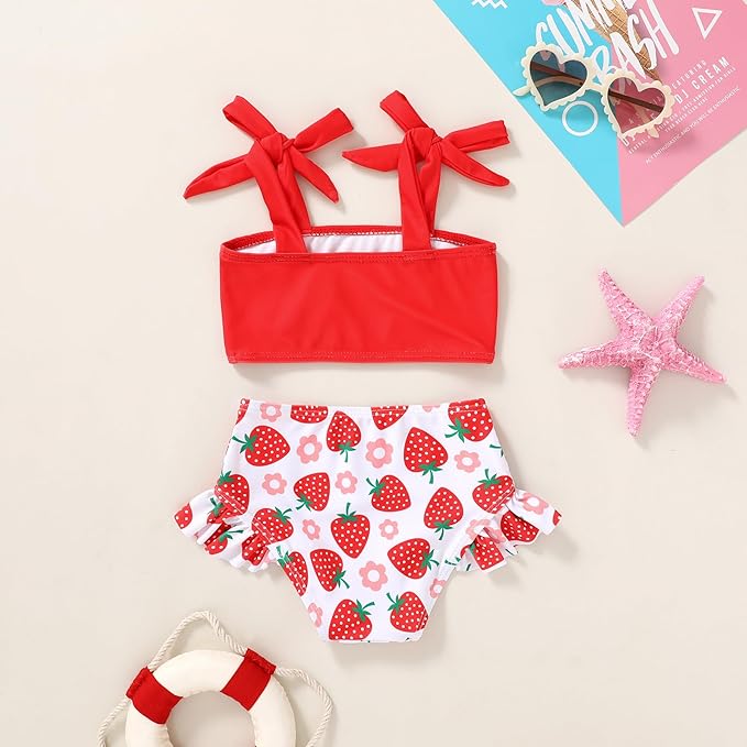 YOUNGER TREE Toddler Girls Two Pieces Swimsuit Color Block Stripe Swimwear Summer Beach Bathing Suit 18M-5T