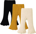 SOBOWO Baby Girl Flare Pants 3 Pack Toddler Solid Ribbed Ruffle Bell Bottoms Pants Trousers Fall Outfits