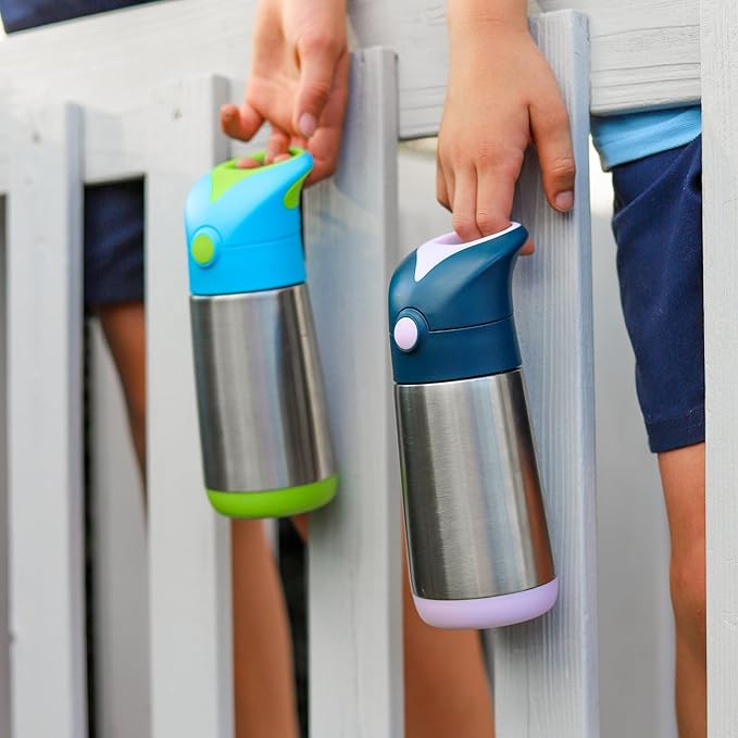 b.box 12 oz Insulated Water Bottle: Keeps Drinks Cold up to 8 Hours, Warm up to 6 Hours. Triple Wall Stainless Steel Kids Water Bottle w/Free Flow Silicone Straw Top. Leakproof & Dishwasher Safe