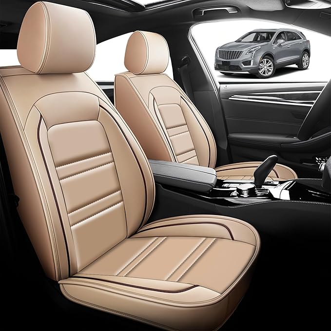 Seat Cover for Cadillac xt5 2017-2025 | Car Seat Covers Front Seats, Waterproof Seat Protectors, Automotive Front Seat Covers (Front Seat, Beige)