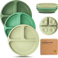 KeaBabies Suction Plates for Baby, Toddler - 3-Pack 100% Silicone Toddler Plates with Suction, Divided, BPA-Free Baby Led Weaning Essentials for Kids, Dishwasher, Microwave Safe, Durable (Forest)