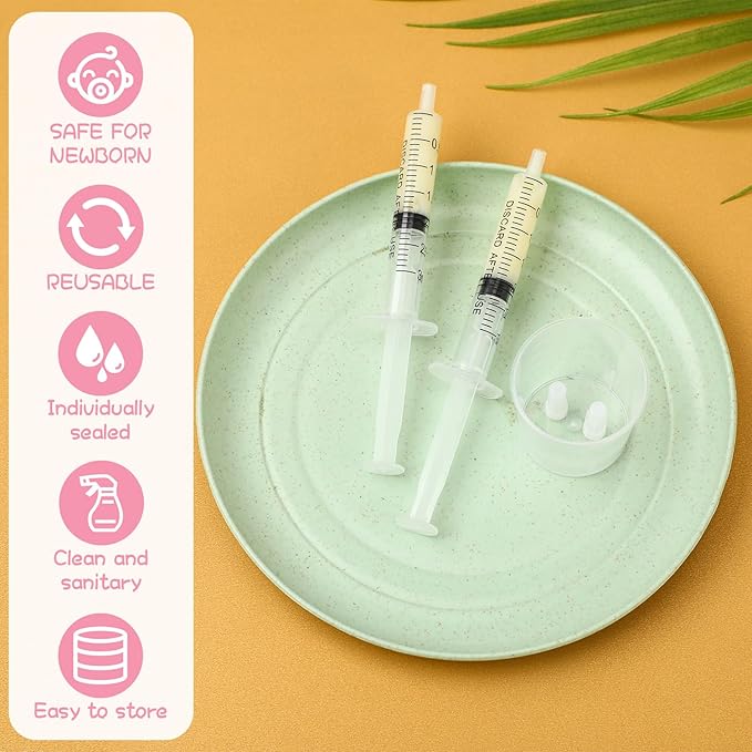 Trelaco Colostrum Collector Kit Include Sterile Sealed Breast Milk Syringes with Caps No Needle Colostrum Syringes Stickers 1 Measuring Cup Harvesting Collection for Breastmilk(100 Sets,3 ml,1 ml)