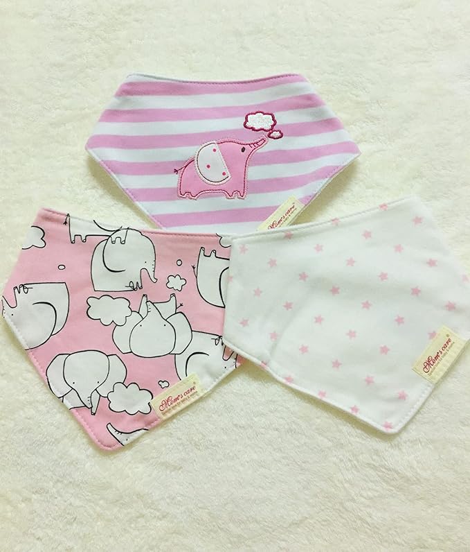 Baby Dribble Bib, Toddler Bandana Bib 3 Packs Super Absorbent Cotton Feeding Bibs