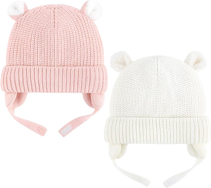 Duoyeree Cozy Baby Beanie with Earflaps and Fleece Lining - Winter Hat for Baby Boys & Girls