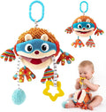 Baby Car Seat Toys Hanging - Sensory Ball Travel Toys for 6 7 8 9 10 11 12 Monthes with Rattle, Teether, Squeaky, Crinkle,Textures, Soft Montessori Plush Toys Newborn Gift Boys Girls Infant Roadtrip