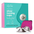 LaVie™ Silver Nursing Cups for Breastfeeding, Soothing Protection for Nursing Nipples of Newborns, Natural Relief for Nursing Moms, 925 Silver Nipple Covers All Natural (Size 2)