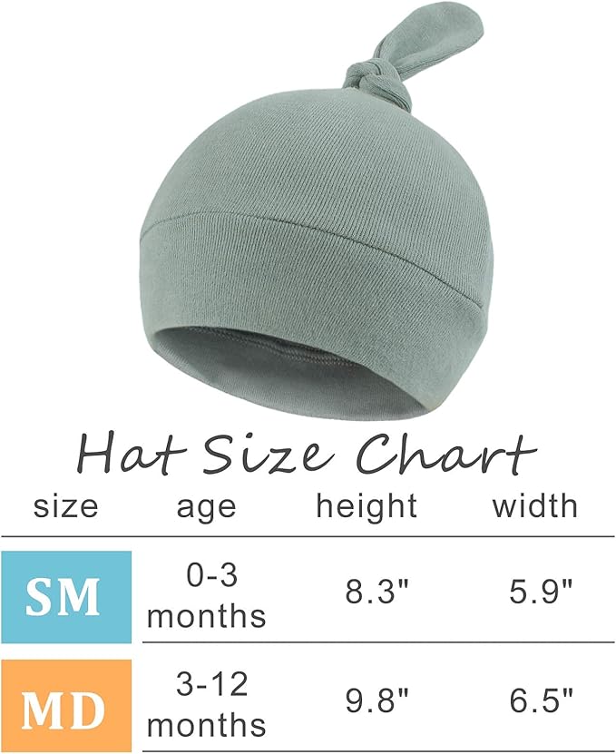 JANGANNSA Newborn Baby Hat Infant Baby Boys Beanie Top Knot Stretchy Hats for Girls 100% Organic Cotton