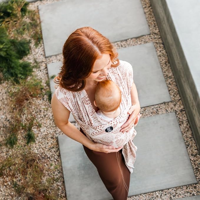 Moby Baby Wrap Carrier Evolution by Petunia Pickle Bottom for Newborns to Toddlers (8-33lbs), Infant Sling Carrier, Lightweight & Hands Free Design, Adjustable for All Body Types (Woodgrain)
