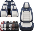 JOJ Car Seat Cover Fit for Toyota Highlander 2001-2025,7 Seat Car Seat Cover,No-Slip Waterproof Breathable Faux Leather Automotive Seat Covers Auto Interior Covers,Full Set,Cream Blue