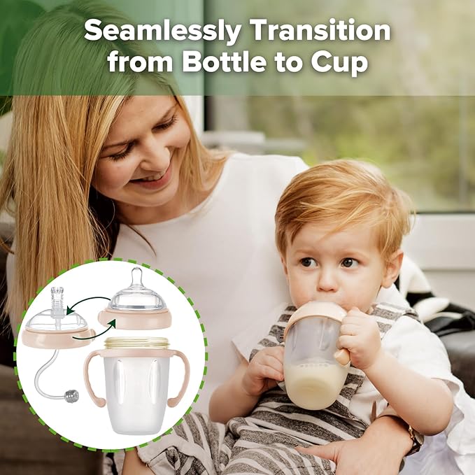haakaa Weighted Straw Cup Sippy Cup for 6+ Month Old, Silicone Baby Straw Cup Water Cup Training Cup with Straw Brush, 8oz/250ml, Peach