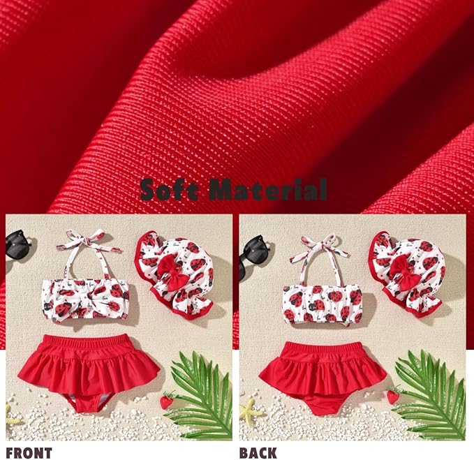 Aalizzwell Baby Girl 2-Piece Bikini Swimsuit with Hat