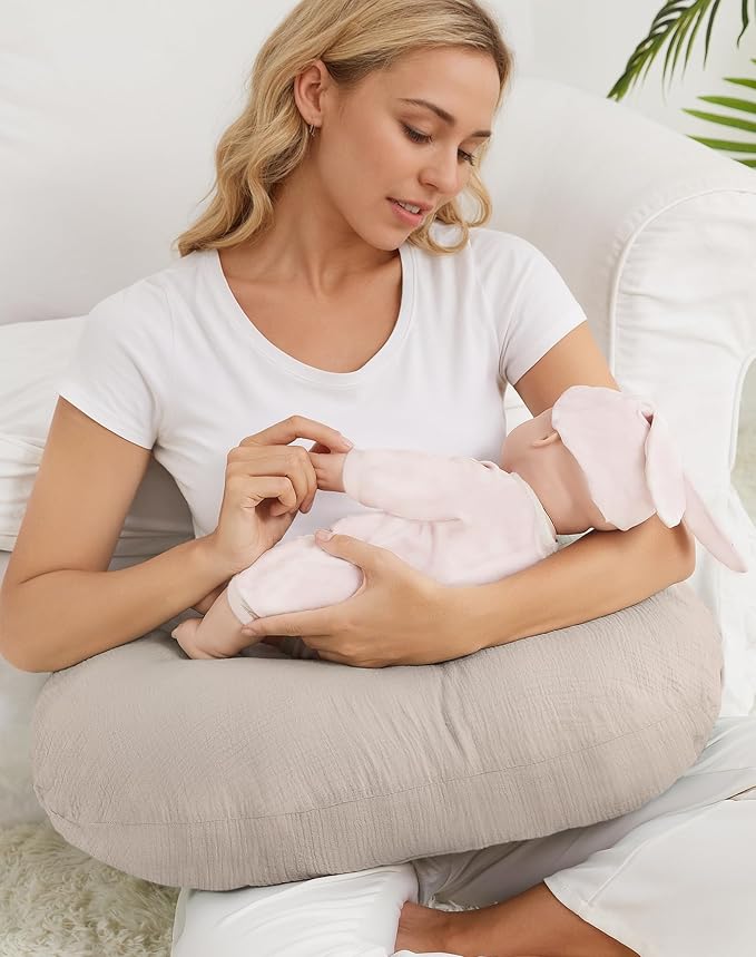 Nursing Pillow Covers, Muslin Nursing Cover for Breastfeeding Pillows, Comfortable for Baby Girls and Boys (Dusty Rose)