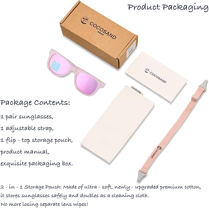 COCOSAND Flexible Baby Sunglasses with Strap Polarized UV Protection for Toddler Infant Newborn Boy Girl Age 0-24 Months