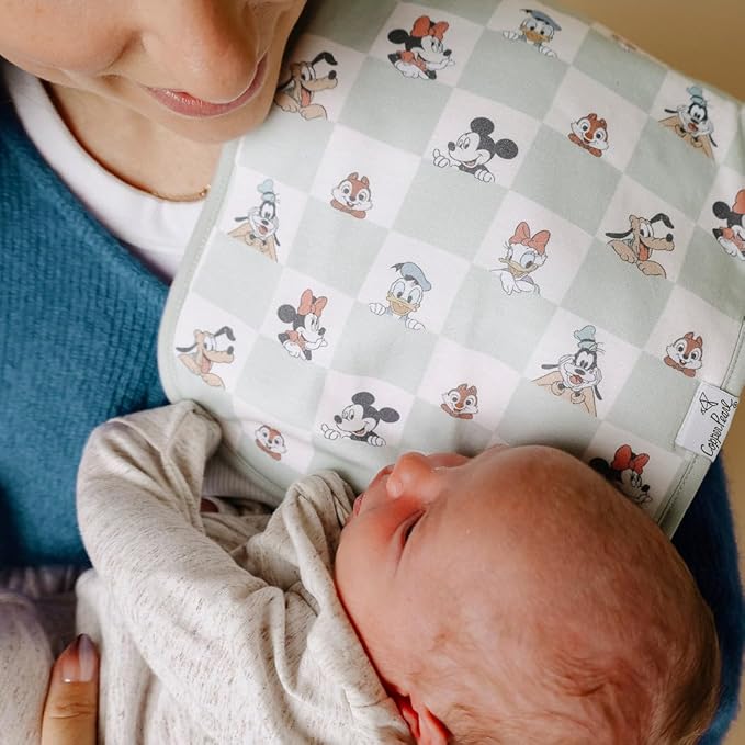 Copper Pearl Baby Burp Cloth Large 21''x10'' Size Premium Absorbent Triple Layer 3-Pack Gift Set Mickey Mouse & Friends