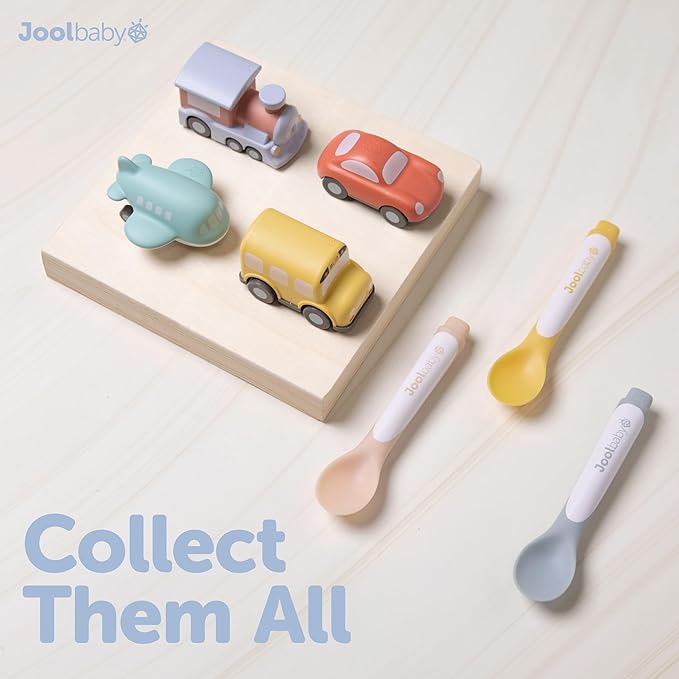 Jool Baby Musical Baby Spoons, 3 Spoons + School Bus with Fun Sounds - Multi-Stage Spoon for Infant Feeding & Training Babies 6+ Months to Self-Feed