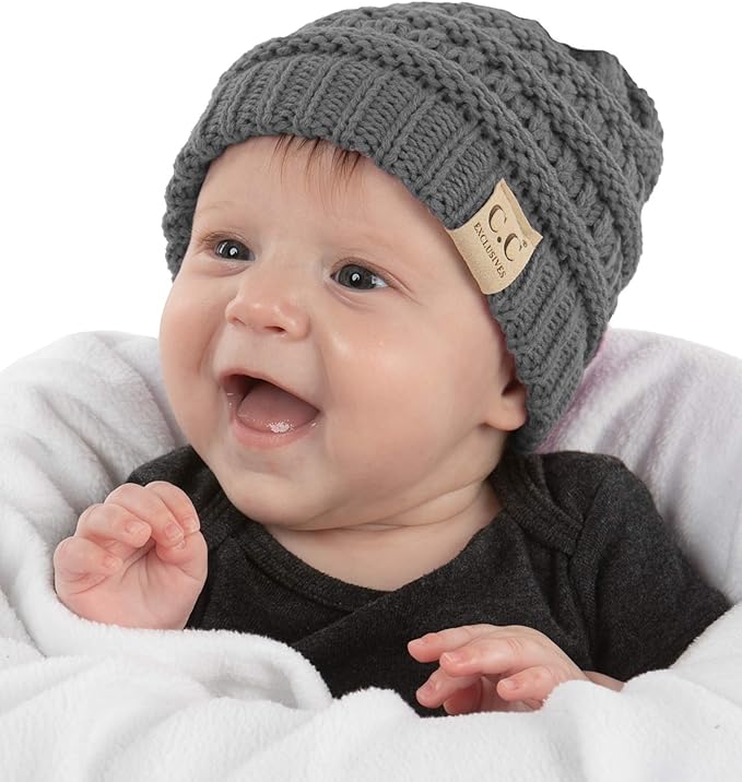 Funky Junque Baby Winter Hat – Cute Newborn Hats, Cozy Warm Infant Beanie, Soft Knit Stocking Stuffer for Babies 0–12 Months