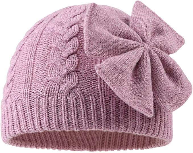 JANGANNSA Winter Warm Knitted Baby Hat for Girls Cotton Lined Infant Toddler Hat Autumn Cute Bow Classic Girls Beanie 0-6Y