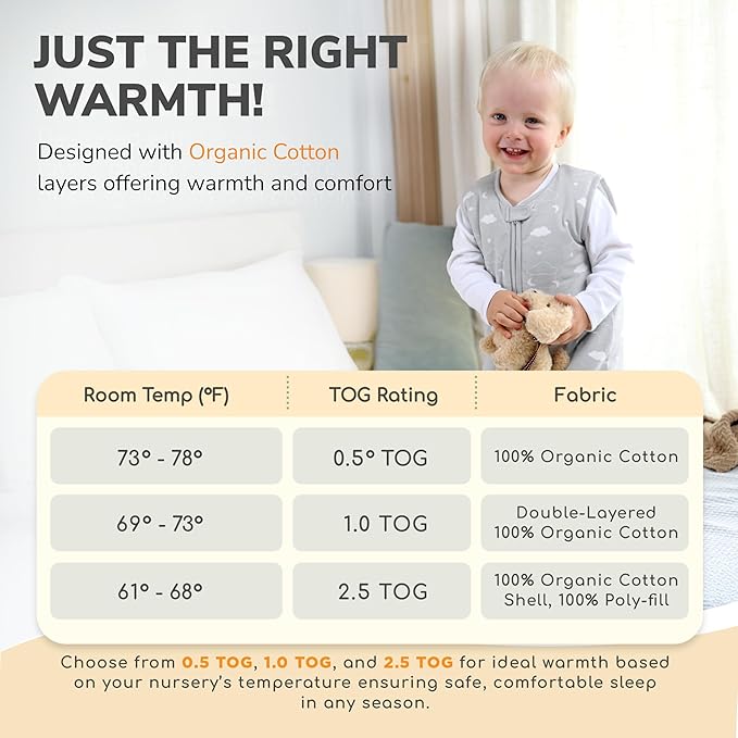 Mama Cheetah Toddler Sleep Sack with Feet, 1.0 TOG Organic Cotton Baby Wearable Blankets with Legs, Baby Sleeping Bag for Walkers, Early Walker 6-18 Month