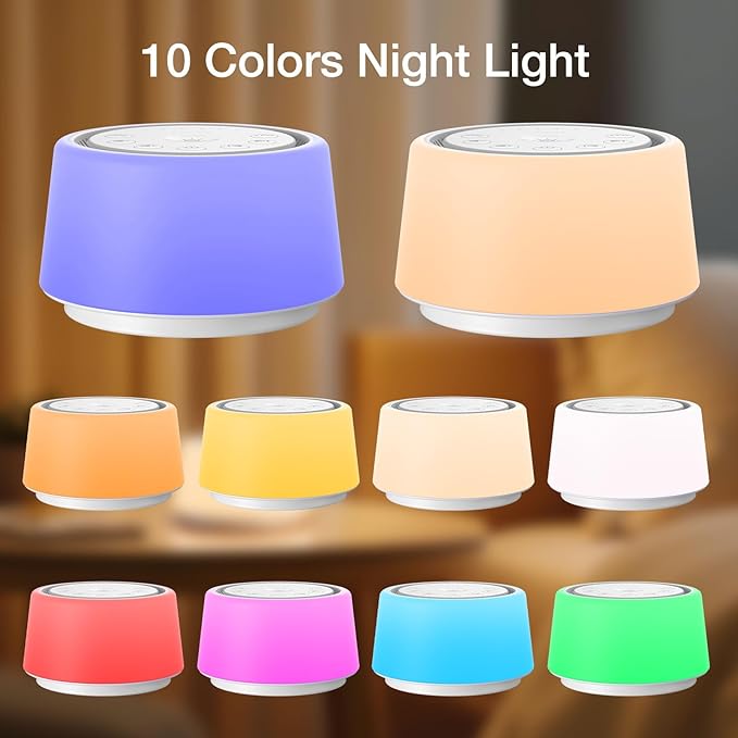 LEICEX White Noise Sound Machine | Sound Machine for Baby Rechargeable | 30 Soothing Sounds | 10 Colors Night Light | White Noise Machine for Sleep Baby Adults Portable Sound Machine for Home Travel