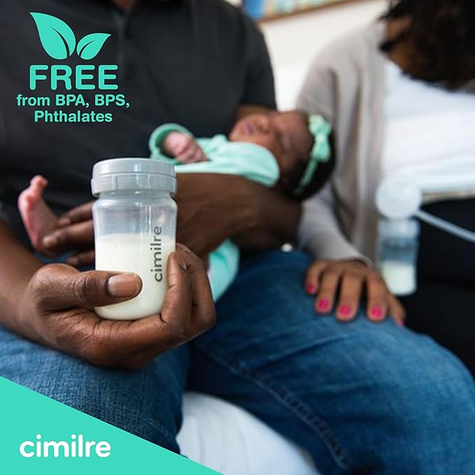 Cimilre 16MM Breast Milk Collection Kit, Double Pumping Breast Milk Collector Kit to Store Breast Milk, Includes Breast Shields, Valves, Backflow Protectors & Bottles
