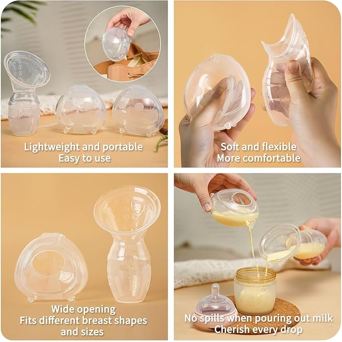 haakaa Silicone Breast Pump and Ladybug Breast Shells Combo for Breastfeeding Moms to Collect Breast Milk| Pumping and Nursing| Portable Breastmilk Catcher(pump-4oz/100ml,1pk; Shell-2.5oz/75ml,1pk)