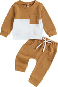 Toddler Baby Boy Fall Clothes Waffle Contrast Color Sweatshirt Pants Sets Infant Winter Outfits 6 12 18 24 Months
