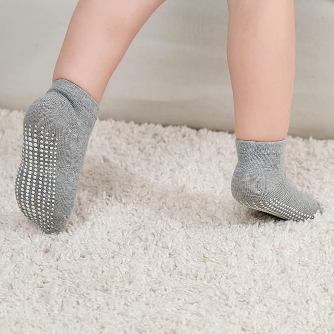Zaples Baby Non Slip Grip Ankle Socks with Non Skid Soles for Infants Toddlers Kids Boys Girls