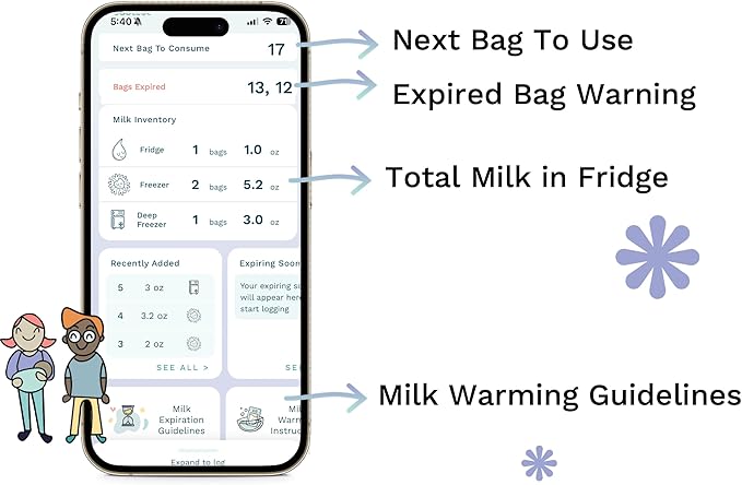 Cubtale Smart Milk Bag Labels – Breast Milk Expiration, Inventory & Storage Tracking with QR Code – Caregiver Access to Breastfeeding Details – 500 Consecutively Numbered Self-Adhesive Labels