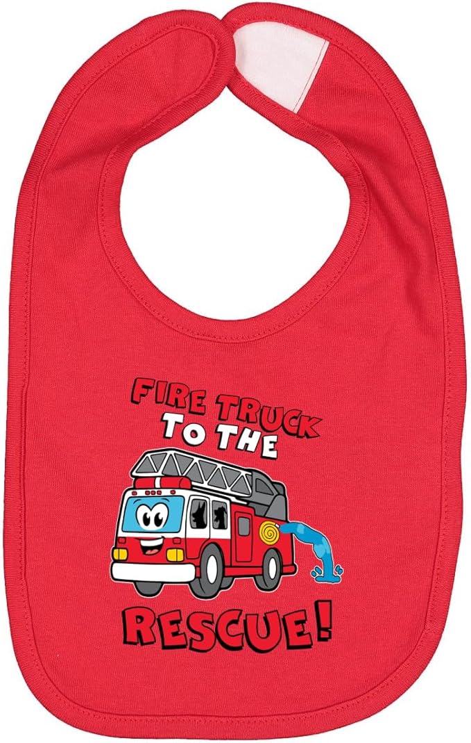 Wild Bobby Fire Truck to the Rescue Funny Cute Humor Infant Premium Jersey Baby Bib