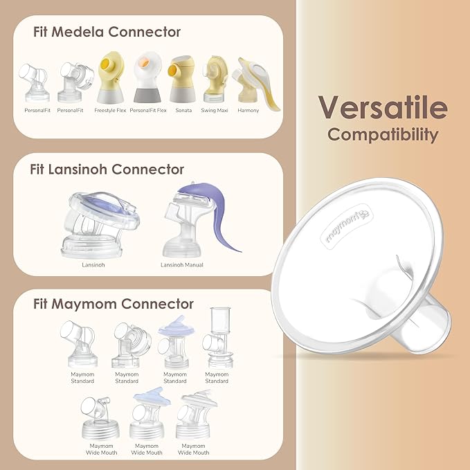 Maymom MyFit 10 mm Small Shields, Compatible with Medela Breast Pump- PersonalFit, Freestyle, Harmony, Maxi, Flex Connector, Connect to Widemouth/Narrow Connector, 2pcs