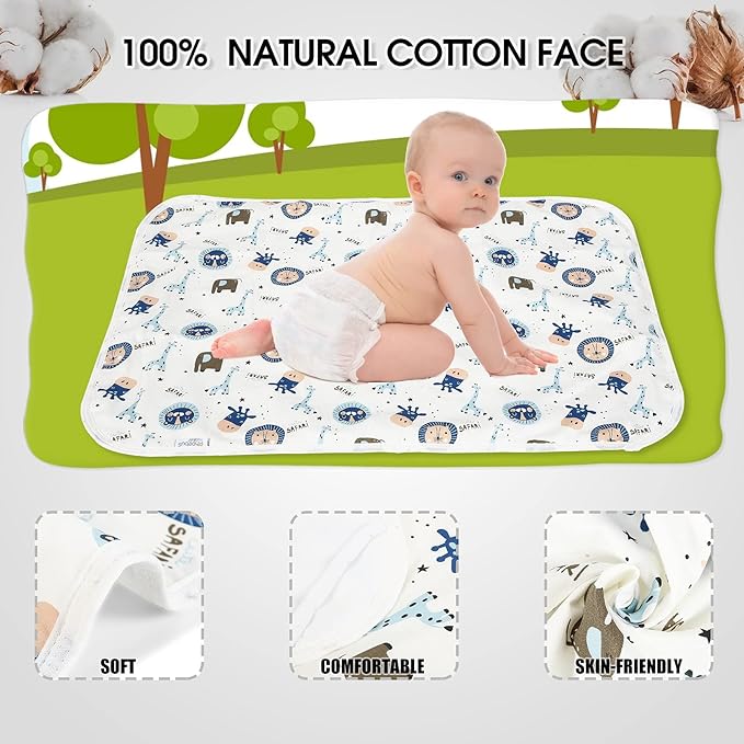 Baby Diaper Changing Pad, 21 5/8" x 31.5" Waterproof Changing Pad Liners - Reusable Soft and Absorbent Portable Changing Mat(Giraffe1PCS)