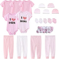 Newborn Layette Gift Set Bodysuits Pants for Baby Girl and Boy 24 Piece 100% Cotton Essentials and Accessories