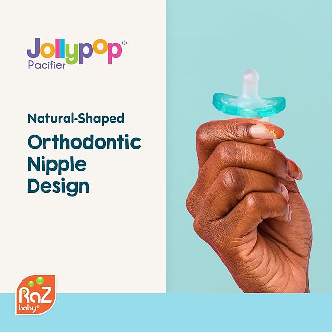 RaZbaby RaZbuddy JollyPop Pacifier Holder w/ Removable Baby Pacifier - 0m+ - BPA Free - Penguin